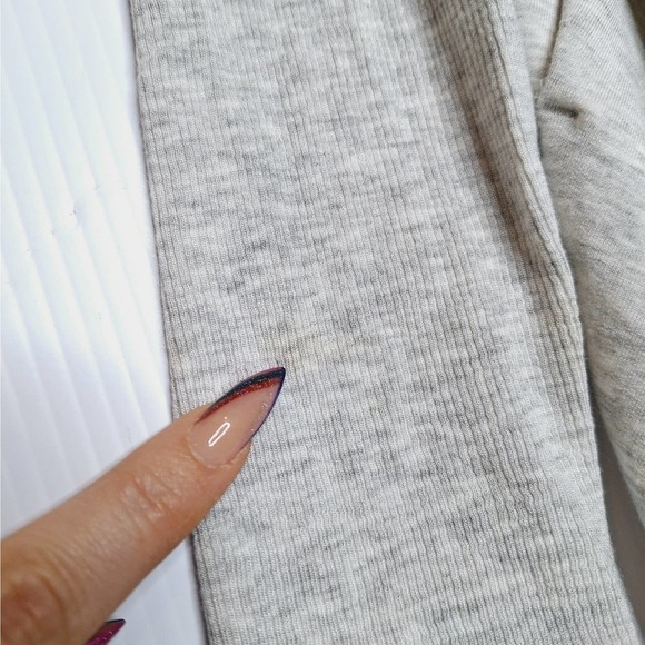 Athleta PURANA WRAP SWEATSHIRT Hooded Medium Fog Grey Heather Modal Lagenlook - Picture 11 of 13